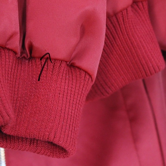 GUESS Cropped Bomber Cherry Blossoms Red Spring Fall Jacket Lightweight Large L - Picture 7 of 11